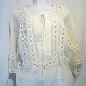 WILLI SMITH beige sheer blouse top & cami WOMEN M